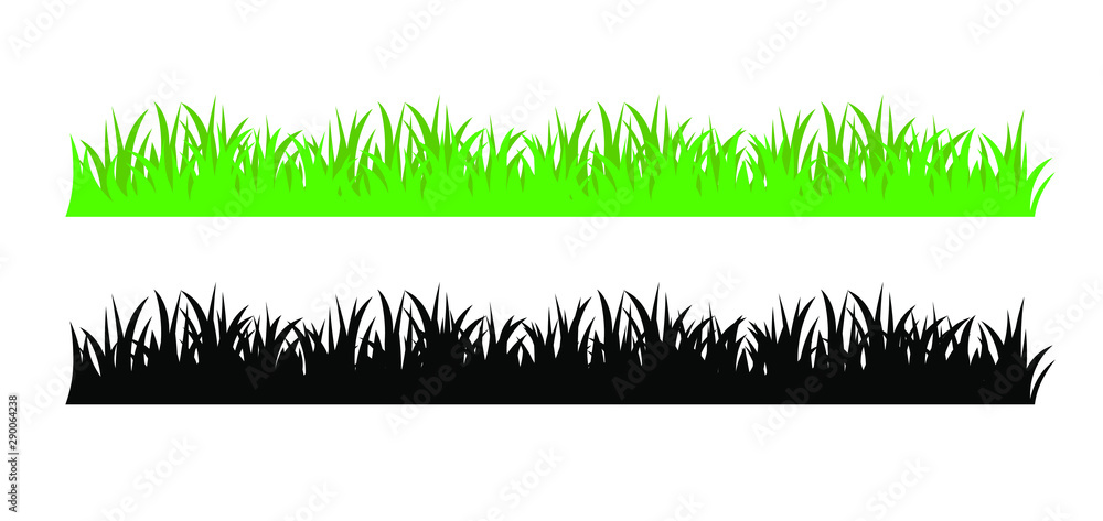Fototapeta Vector green grass illustration: natural, organic, bio, eco label and shape on white background.