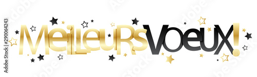 Bannière typographique vecteur MEILLEURS VOEUX! avec étoiles