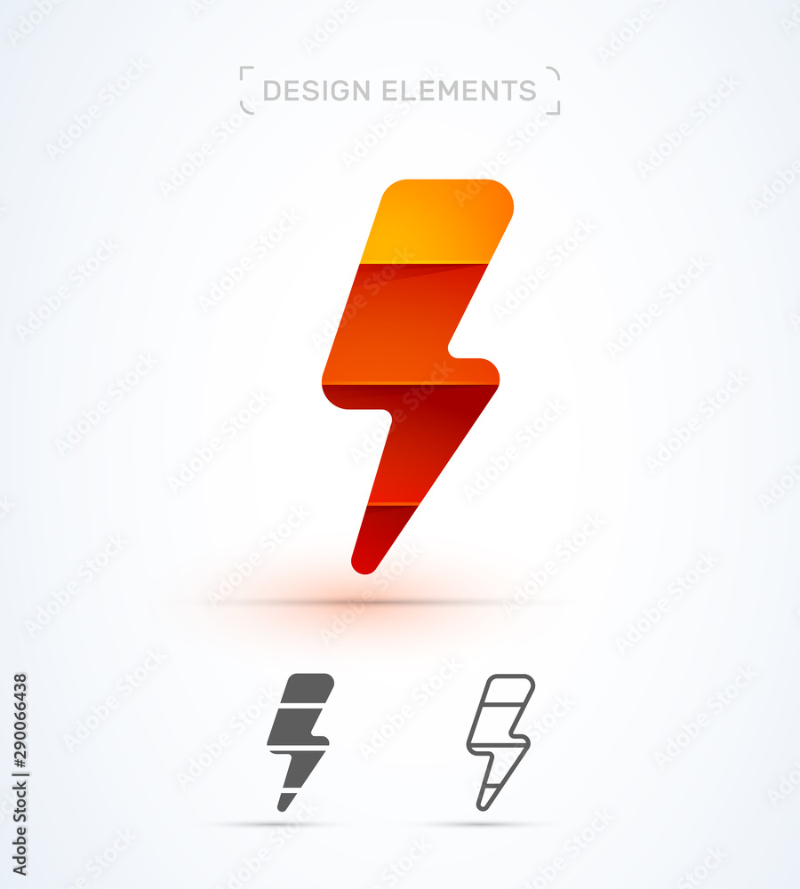 Vector flash logo template. Material design, flat, origami paper, 3d, line art styles collection Vector flash logo template. Material design, flat, origami paper, 3d, line art styles collection