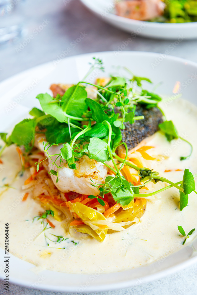 Fine dining cuisine - french dish on the table Fine dining cuisine - french dish on the table