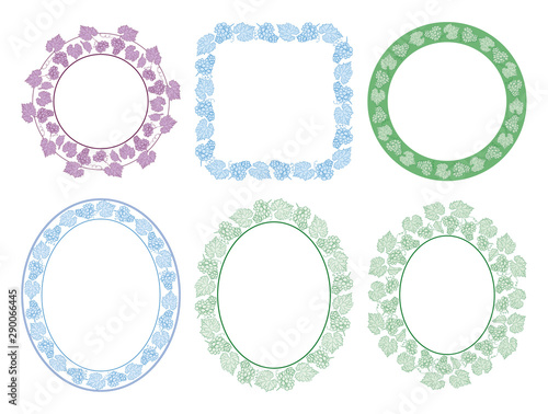grape bunches and leaves - vector decorative frames