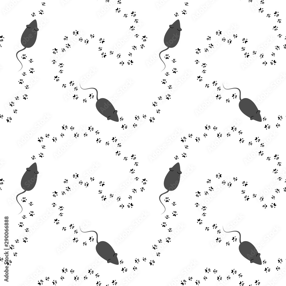 Mouse Rat Paw Prints Minimalistic Seamless Pattern Black And White mouse-rat-paw-prints-minimalistic-seamless-pattern-black-and-white