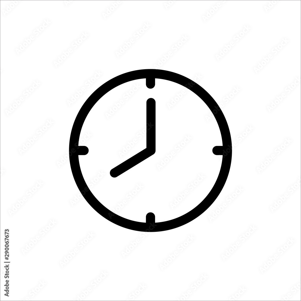Clock icon. Symbol of time with trendy flat line style icon for web, logo, app, UI design. isolated on white background. vector illustration eps 10 Clock icon. Symbol of time with trendy flat line style icon for web, logo, app, UI design. isolated on white background. vector illustration eps 10