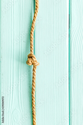 isolated rope mockup on mint green wooden background top view
