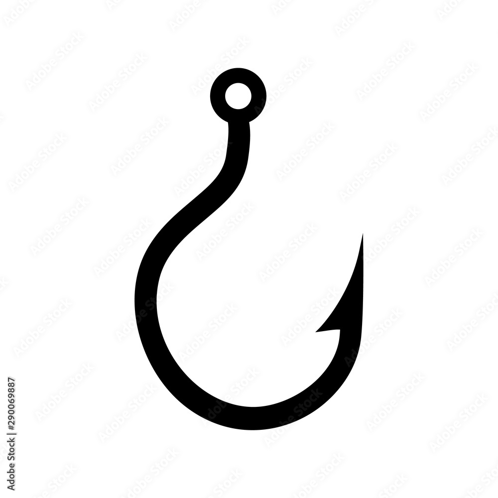 Hook fishing icon, logo isolated on white background Hook fishing icon, logo isolated on white background