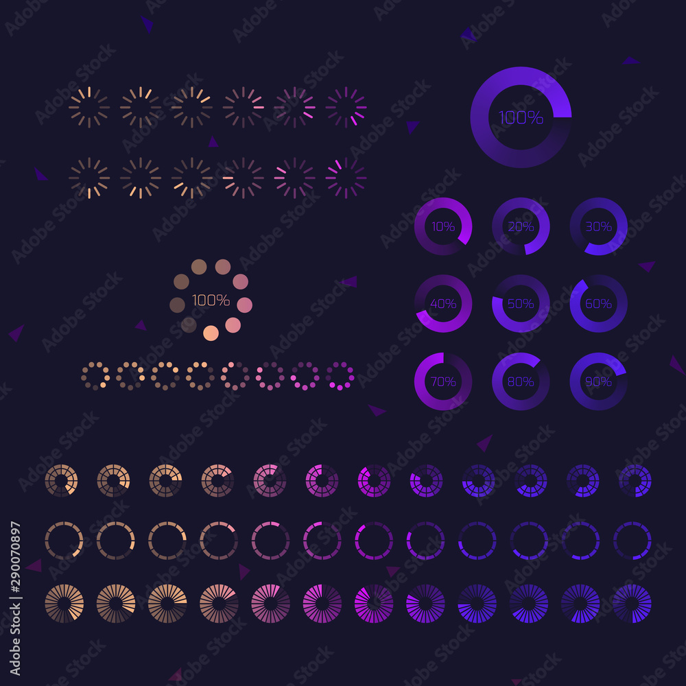 Futuristic Progress loading bar icons. Set of indicators. Download ...