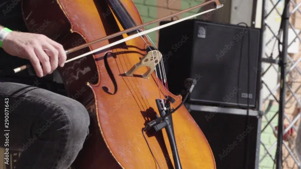 Man playing a double bass during a performance Man playing a double bass during a performance