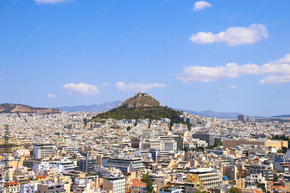 View to Athens and Mount Lycabettus, Greece