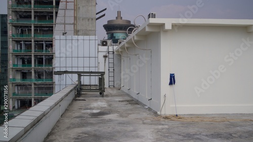 August 23, 2019 : Scafolding on rooftop area in Dapenra Building, Jakarta, Indonesia