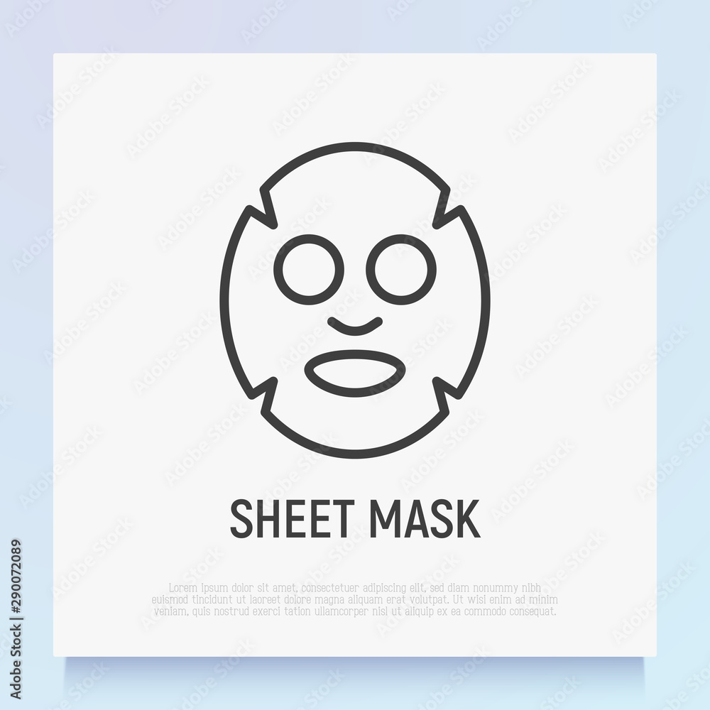 Facial sheet mask thin line icon. Modern vector illustration for beauty shop. Facial sheet mask thin line icon. Modern vector illustration for beauty shop.