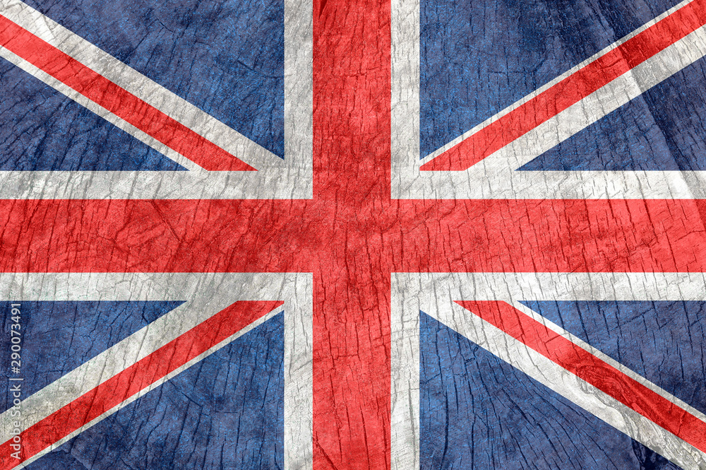 Fototapeta premium Britain flag on an old wooden surface.