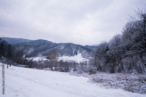 Beautiful snowscape in the valley