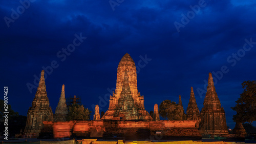 Chai Watthanaram Temple Ayutthaya Province at night  in Thailand  Ayutthaya Historical Park 
