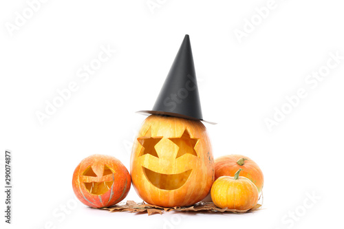 Halloween decorative pumpkins isolated on white background