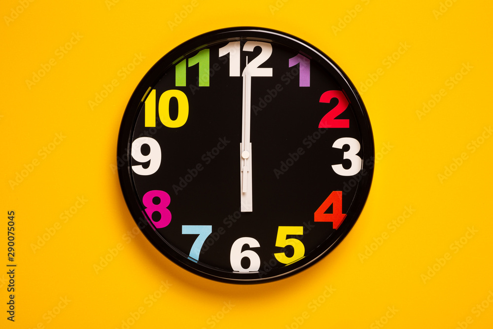colorful wall clock show one o'clock colorful wall clock show one o'clock