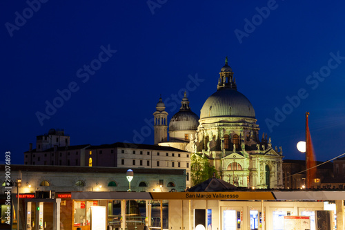 Night view of basilica of St. Mary of Health in Venice