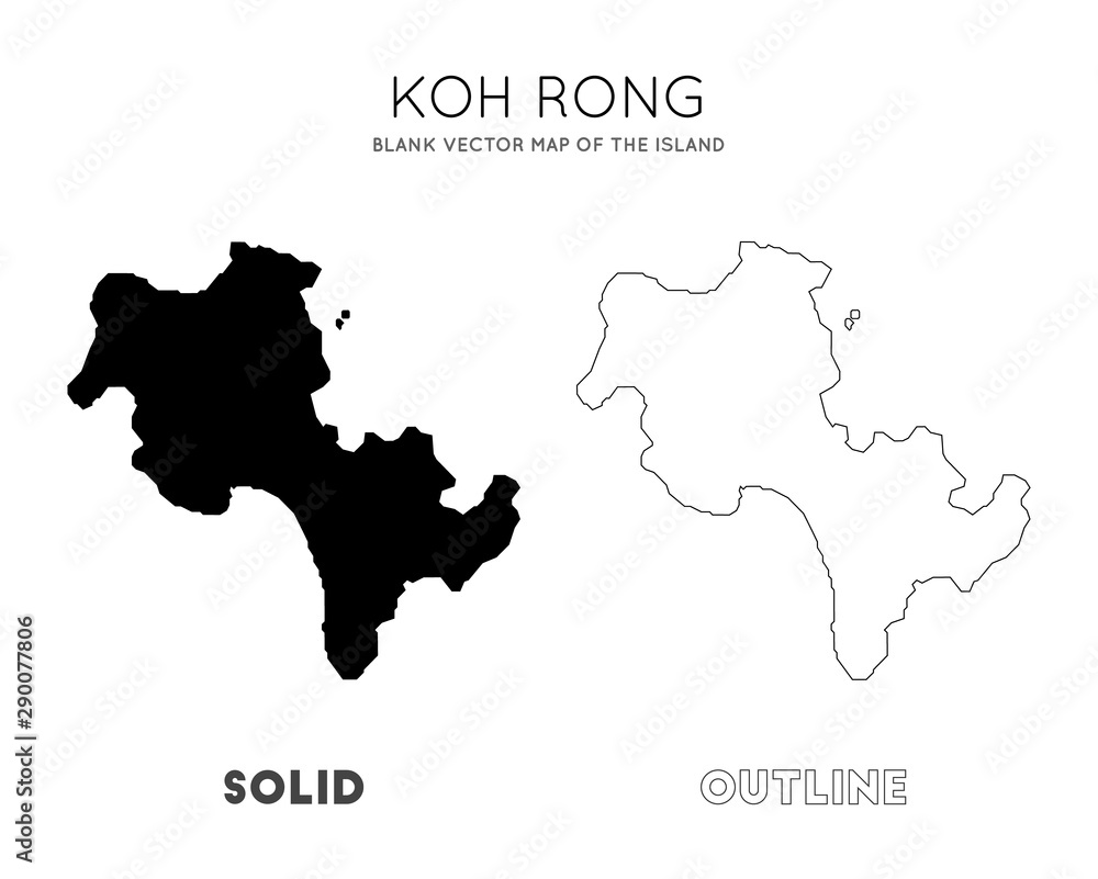 Koh Rong map. Blank vector map of the Island. Borders of Koh Rong for your infographic. Vector illustration.
