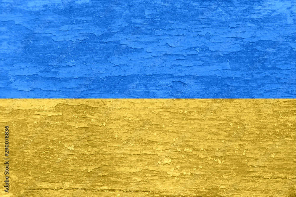 Ukraine flag on an old painted wooden surface. Ukraine flag on an old painted wooden surface.