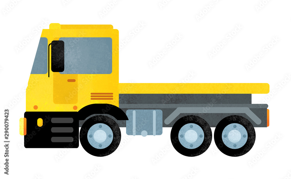 cartoon scene with truck car on white background - illustration for children