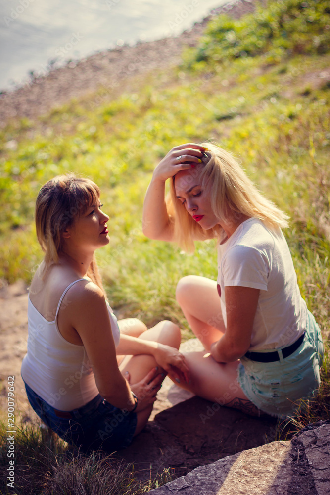 Fototapeta premium mother and daughter in the park