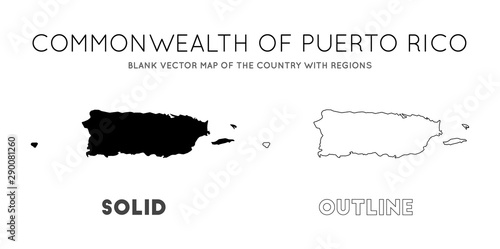 Puerto Rico map. Blank vector map of the Country with regions. Borders of Puerto Rico for your infographic. Vector illustration. photo