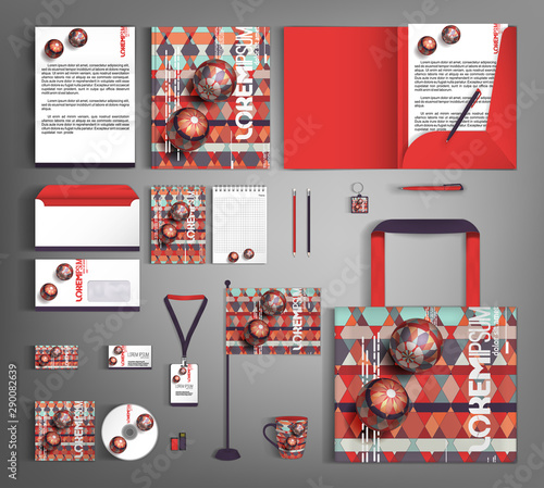 Multicolored corporate identity template design with voluminous 3D balls.