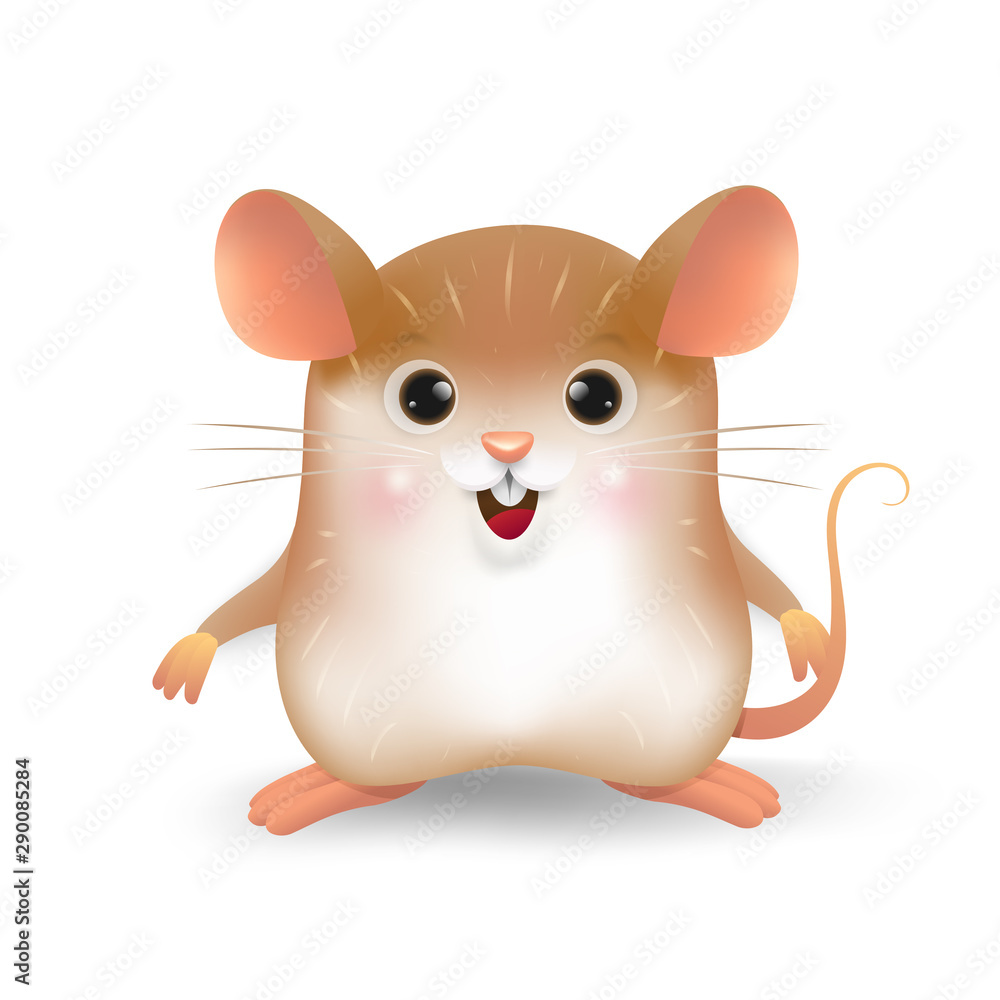 Cartoon of the little rat personality. Zodiac symbol of the year 2020. Chinese New Year, the year of the rat.