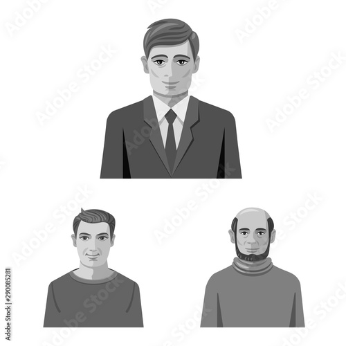 Vector design of face and person sign. Set of face and portrait stock symbol for web.