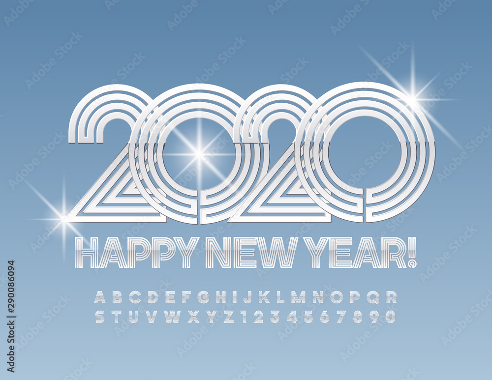 Vector snow modern Greeting Card Happy New Year 2020 for Children ...
