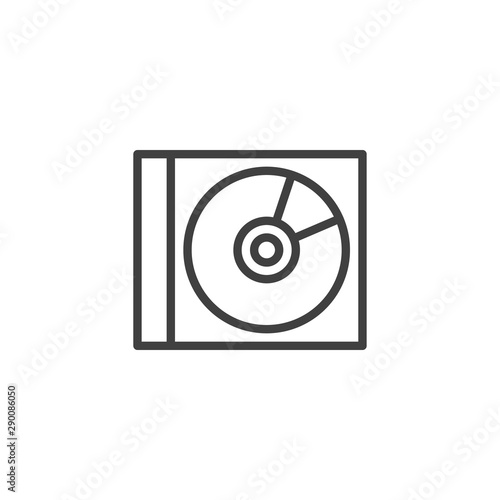 Compact disc with case line icon. linear style sign for mobile concept and web design. CD box storage outline vector icon. Symbol, logo illustration. Vector graphics
