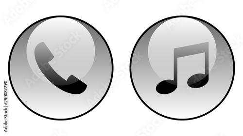 Call icon music icon vector design. Couple of icons united by one topic