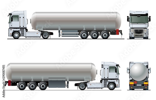 Vector realistic tanker truck template isolated