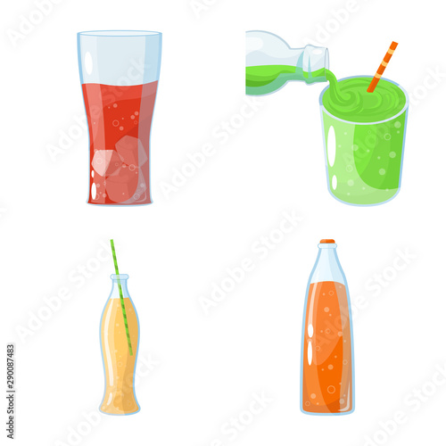 Vector illustration of drink and beverage logo. Collection of drink and fresh stock symbol for web.
