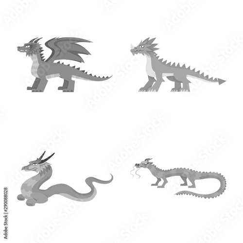 Vector illustration of wild and mythical sign. Set of wild and halloween stock vector illustration.