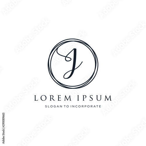 Letter J Logo, handwriting template , circle concept - Vector