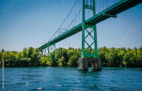 Upclose view of Thousand Islands International Bridge Over Saint Lawrence River, Ontario, Canada photo