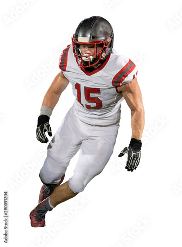 Young Athletic Teen Boy Playing in an American Football Game