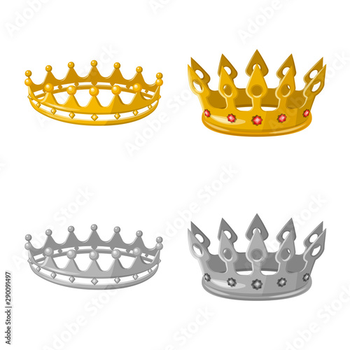 Vector design of medieval and nobility sign. Set of medieval and monarchy vector icon for stock.