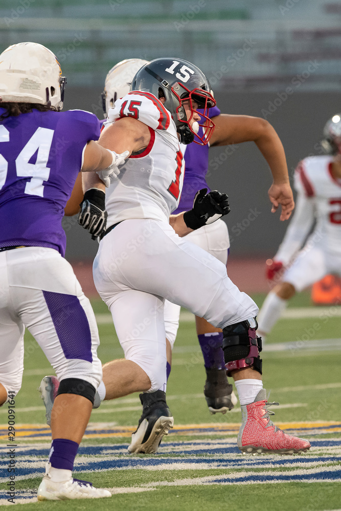 Young Athletic Teen Boy Playing in an American Football Game Young Athletic Teen Boy Playing in an American Football Game