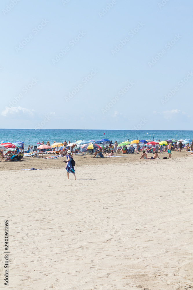 Tarragona, Spain; 08-17-2019; La Pineda's beach