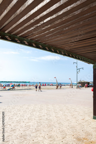 Fototapeta Naklejka Na Ścianę i Meble -  Tarragona, Spain; 08-17-2019; La Pineda's beach
