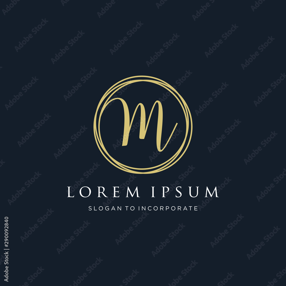 Letter M Logo, handwriting template , circle concept - Vector Letter M Logo, handwriting template , circle concept - Vector