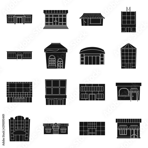 Vector design of supermarket and building icon. Set of supermarket and commercial stock vector illustration.