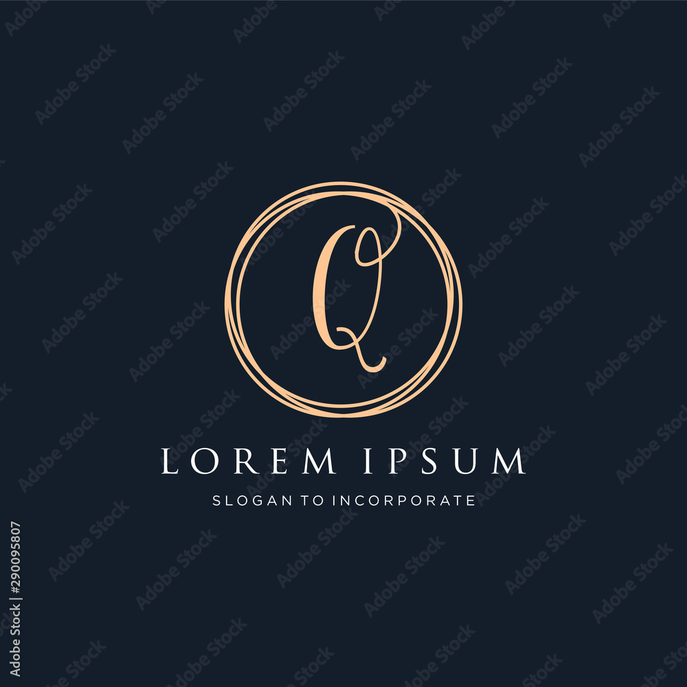 Letter Q Logo, handwriting template , circle concept - Vector Letter Q Logo, handwriting template , circle concept - Vector