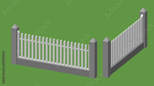 Wooden fence. Isolated on g...