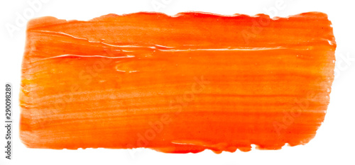 Vector orange glossy paint texture isolated on white - oil banner for Your design