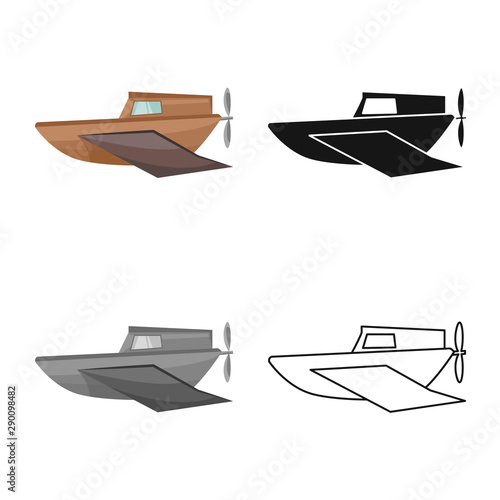 Isolated object of boat and old symbol. Graphic of boat and longboat stock symbol for web.