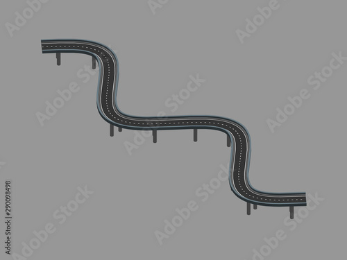 Curved road on supports. Ve...