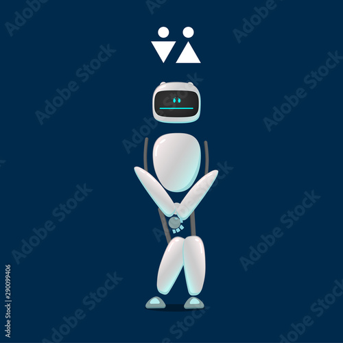RPA. Funny white robot in different comic situations and moods. Modern technologists of the invention of the future, artificial intelligence. robotics and bots