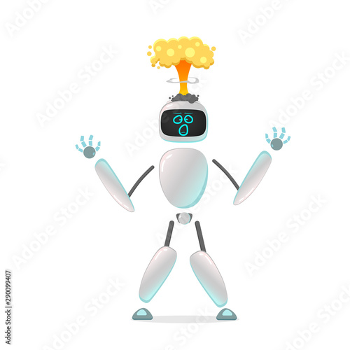 RPA. Funny white robot in different comic situations and moods. Modern technologists of the invention of the future, artificial intelligence. robotics and bots